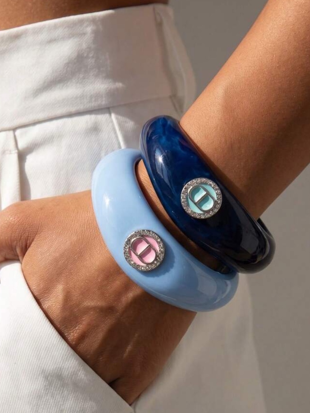 Dior Thick Resin Bangle Bracelets in Light Blue- One light blue